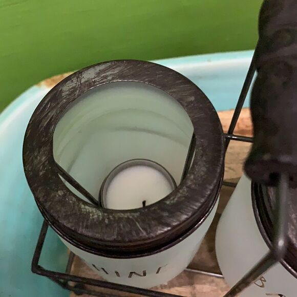 Rae Dunn shine bright candle holders with caddy - Picture 4 of 7